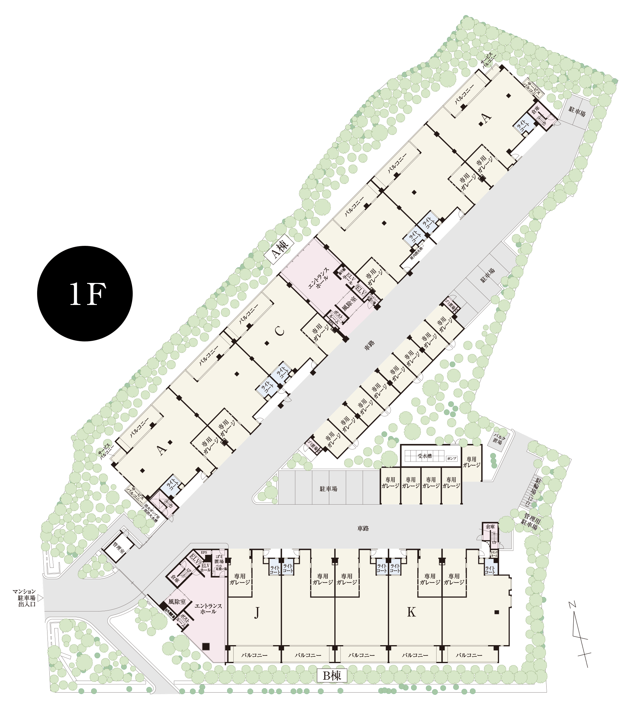 1階敷地配置図